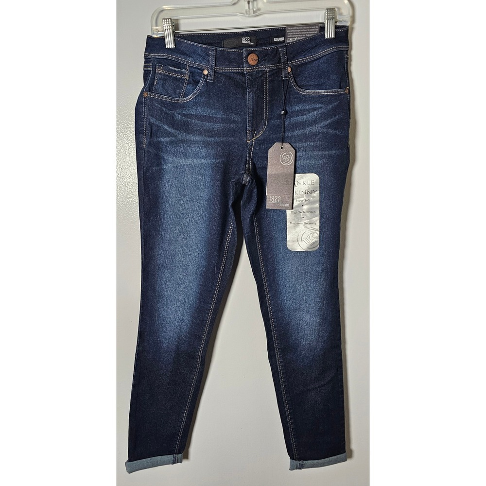 1822 Denim Adrianna Ankle Skinny Jeans Dark Wash Blue Size 6 NWT